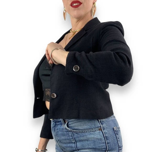 Vintage CHRISTIAN DIOR cropped rayon linen blazer jacket - Picture 6 of 13